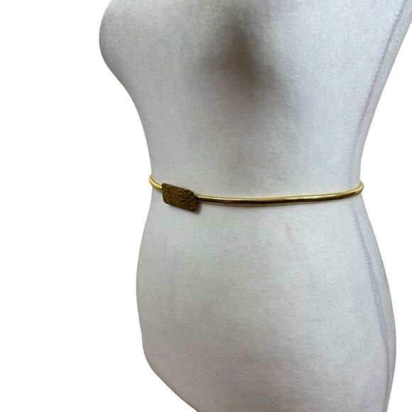 Ladies Vinatge Gold Stretch Serpentine Belt with Gold Buckle 25-30” - Picture 7 of 13